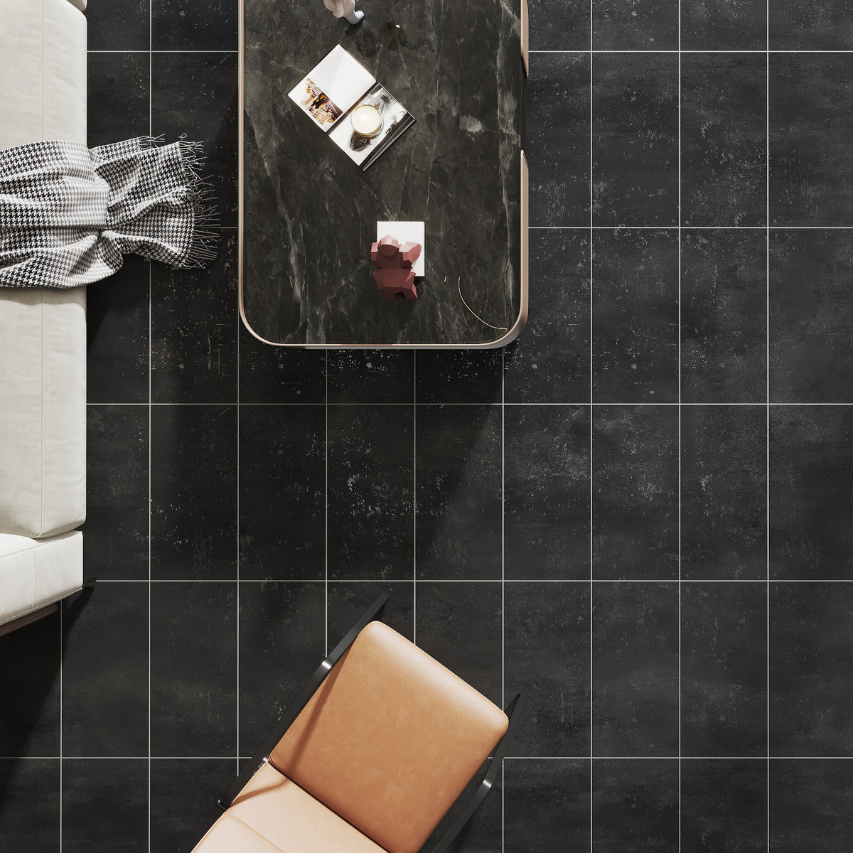 Giorbello Carved Moon Black 12-in x 24-in Glazed Porcelain Floor and Wall Tile (10-sq. ft/ Carton)