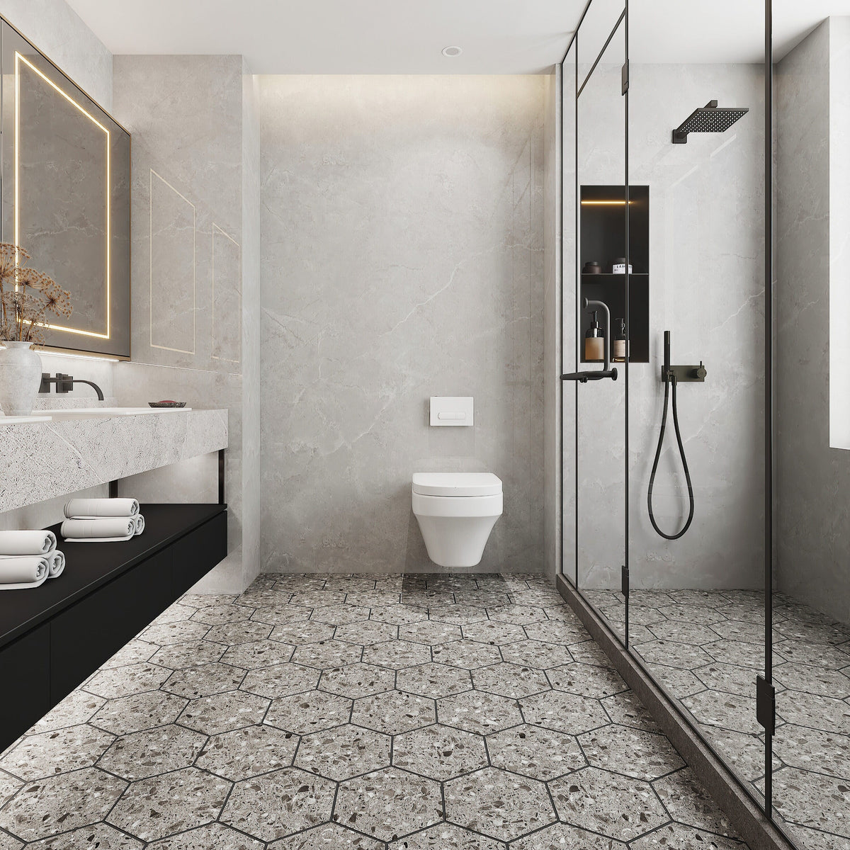Giorbello (Sample) Gray 10-in x 10-in Matte Porcelain Stone Look Floor and Wall Tile