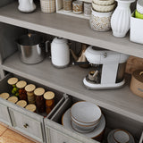 FUFU&GAGA Rustic Gray Kitchen Pantry Cabinet with 3 Shelves and 4 Drawers - Country/Cottage Style