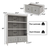 FUFU&GAGA Rustic Gray Kitchen Pantry Cabinet with 3 Shelves and 4 Drawers - Country/Cottage Style