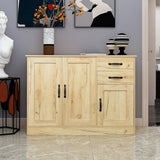 SINOFURN Oak Buffet Sideboard with 3 Doors and 2 Drawers, Rustic Style, Easy Assembly, Multi-Purpose Storage Cabinet
