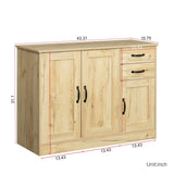 SINOFURN Oak Buffet Sideboard with 3 Doors and 2 Drawers, Rustic Style, Easy Assembly, Multi-Purpose Storage Cabinet