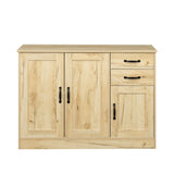 SINOFURN Oak Buffet Sideboard with 3 Doors and 2 Drawers, Rustic Style, Easy Assembly, Multi-Purpose Storage Cabinet