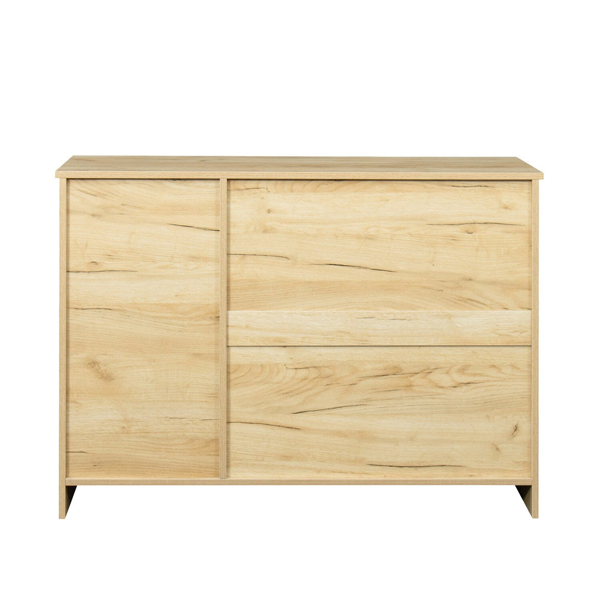 SINOFURN Oak Buffet Sideboard with 3 Doors and 2 Drawers, Rustic Style, Easy Assembly, Multi-Purpose Storage Cabinet