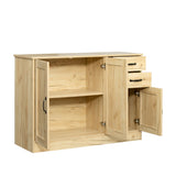 SINOFURN Oak Buffet Sideboard with 3 Doors and 2 Drawers, Rustic Style, Easy Assembly, Multi-Purpose Storage Cabinet