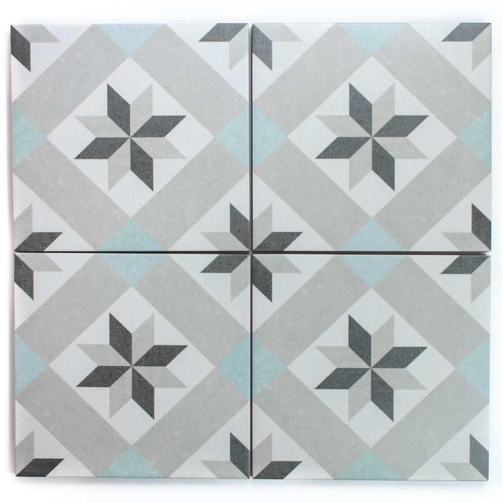 The Tile Life Moon Star Gray 9-in x 9-in Matte Porcelain Encaustic Floor and Wall Tile product image