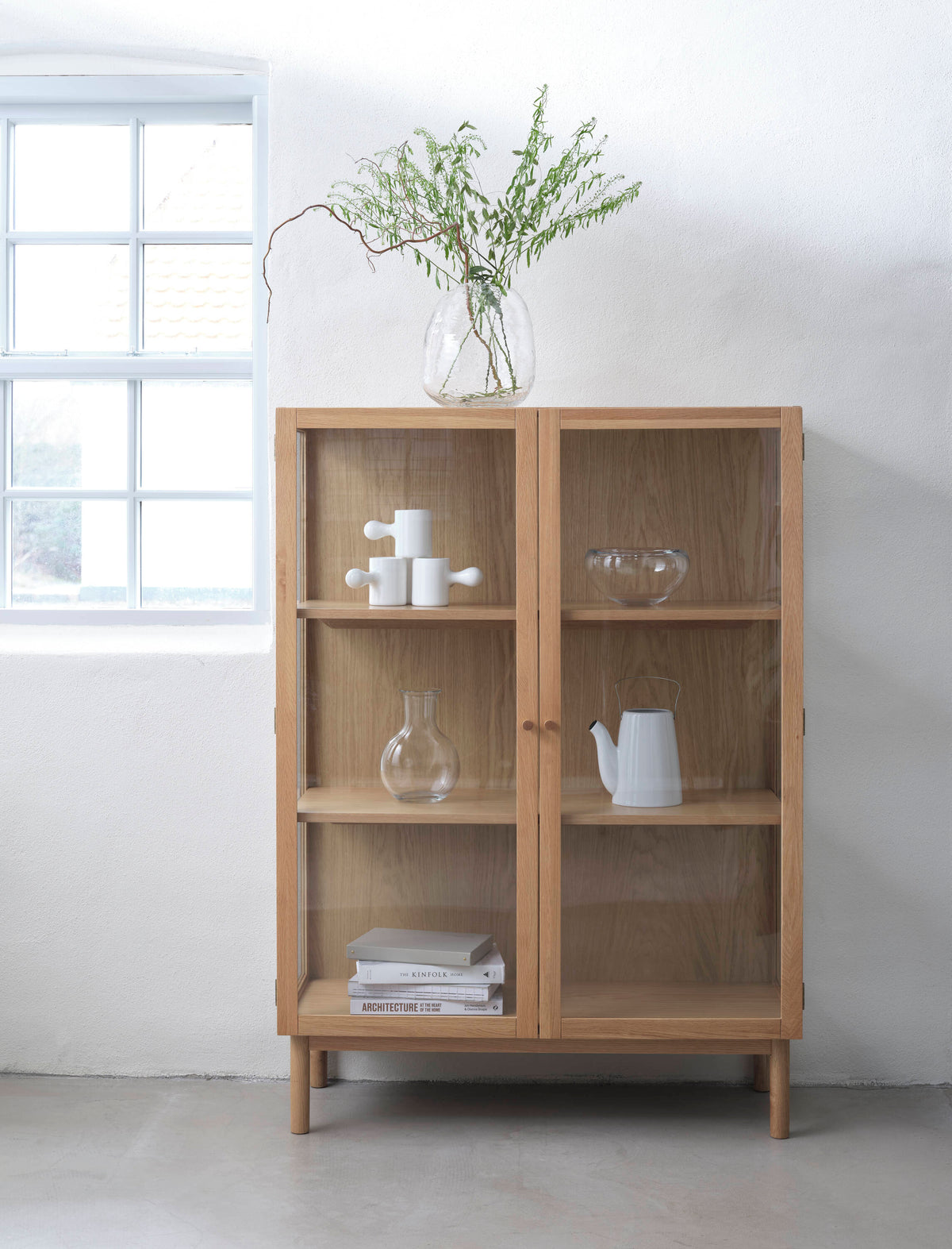 Natural Oak Contemporary/Modern Wood Media Cabinet