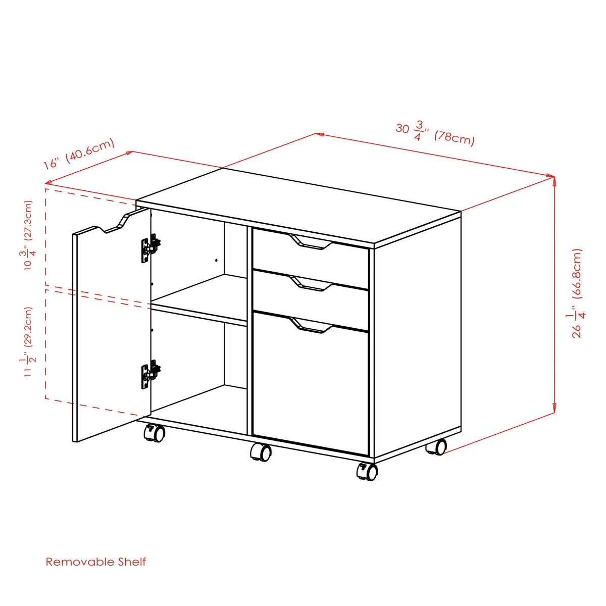 Winsome Wood Halifax Black 3-Drawer 30.71-in File Cabinet
