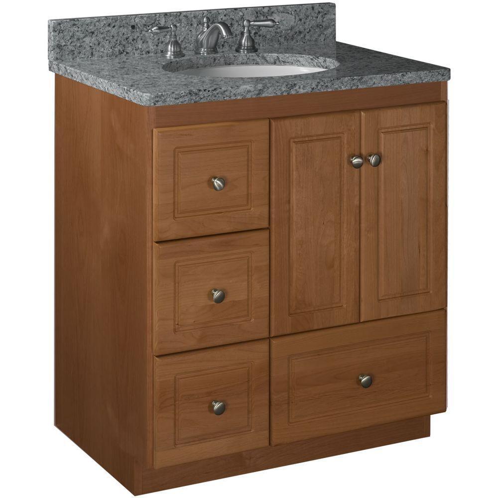 Ultraline 30 in. W x 21 in. D x 34.5 in. H Vanity with Left Drawers Cabinet Only in Satin White - Super Arbor