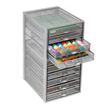 Mind Reader Silver Metal Mesh Desk Organizer with Pull-Out Drawers - Modern Design, Versatile and Easy to Organize