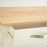 Miki Shinly White Mdf Base with Wood Top Rolling Kitchen Island (17-in x 35-in x 45-in)