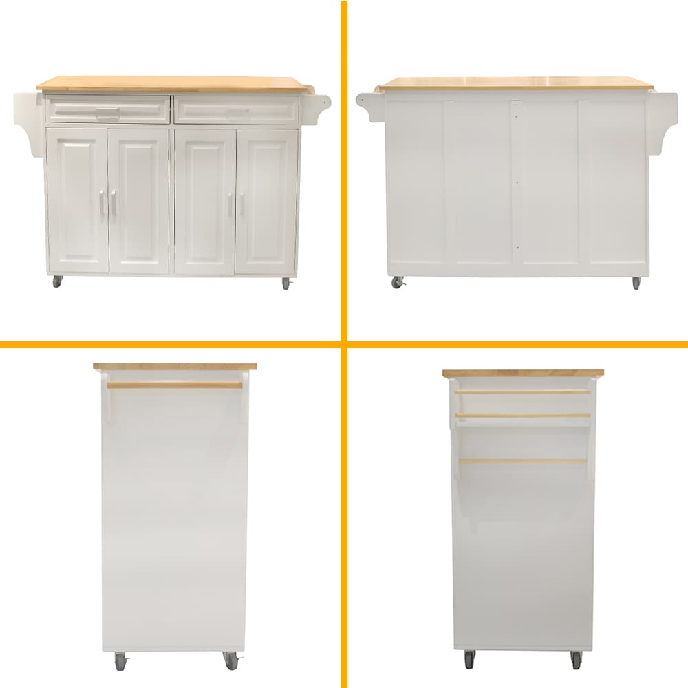 Miki Shinly White Mdf Base with Mdf Top Rolling Kitchen Island (18.11-in x 53.93-in x 35.03-in)