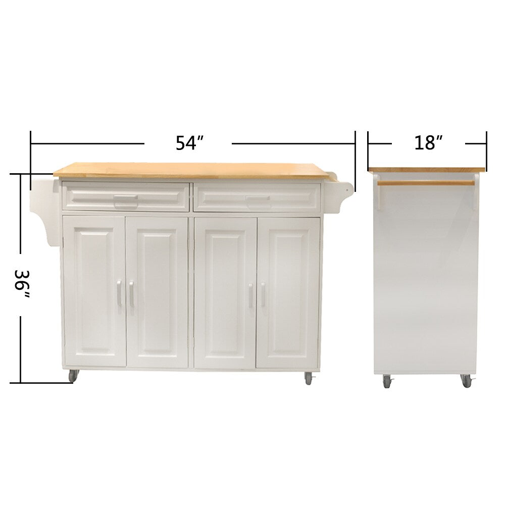 Miki Shinly White Mdf Base with Mdf Top Rolling Kitchen Island (18.11-in x 53.93-in x 35.03-in)