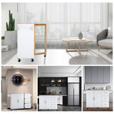 Miki Shinly White Mdf Base with Mdf Top Rolling Kitchen Island (17-in x 53.93-in x 36.22-in)