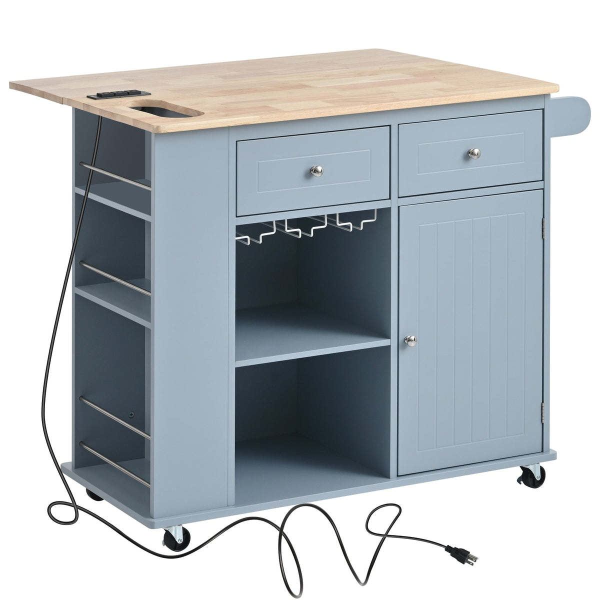 Miki Shinly Blue Mdf Base with Mdf Top Rolling Kitchen Island (29.33-in x 39.8-in x 33.7-in)