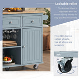 Miki Shinly Blue Mdf Base with Mdf Top Rolling Kitchen Island (29.33-in x 39.8-in x 33.7-in)