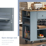 Miki Shinly Blue Mdf Base with Mdf Top Rolling Kitchen Island (29.33-in x 39.8-in x 33.7-in)