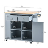 Miki Shinly Blue Mdf Base with Mdf Top Rolling Kitchen Island (29.33-in x 39.8-in x 33.7-in)