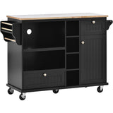 Miki Shinly Black Mdf Base with Mdf Top Rolling Kitchen Island (22.83-in x 50.8-in x 9.06-in)