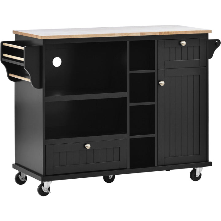 Miki Shinly Black Mdf Base with Mdf Top Rolling Kitchen Island (22.83-in x 50.8-in x 9.06-in)
