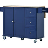 Miki Shinly Blue Mdf Base with Mdf Top Rolling Kitchen Island (18.1-in x 50.8-in x 36.2-in)