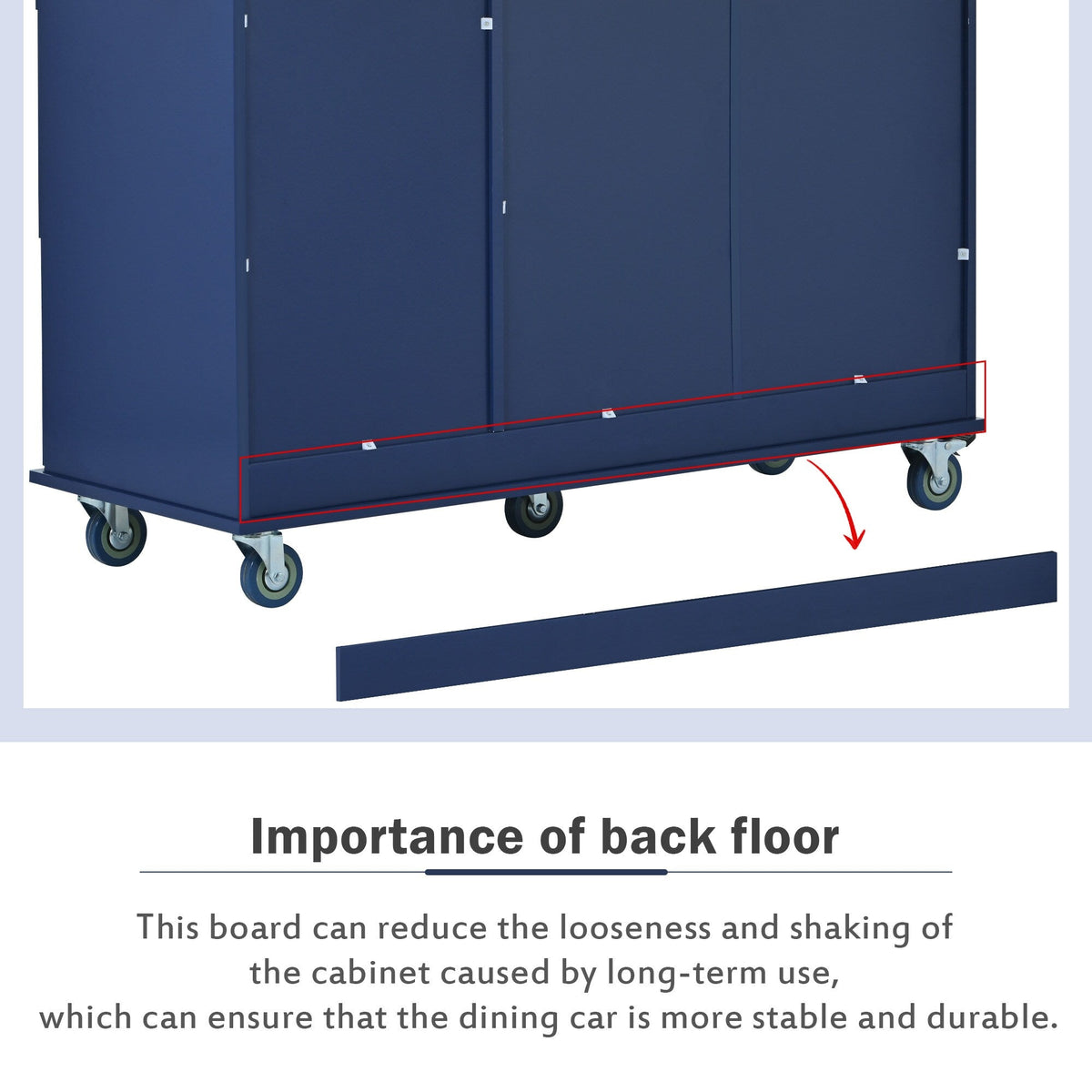 Miki Shinly Blue Mdf Base with Mdf Top Rolling Kitchen Island (18.1-in x 50.8-in x 36.2-in)