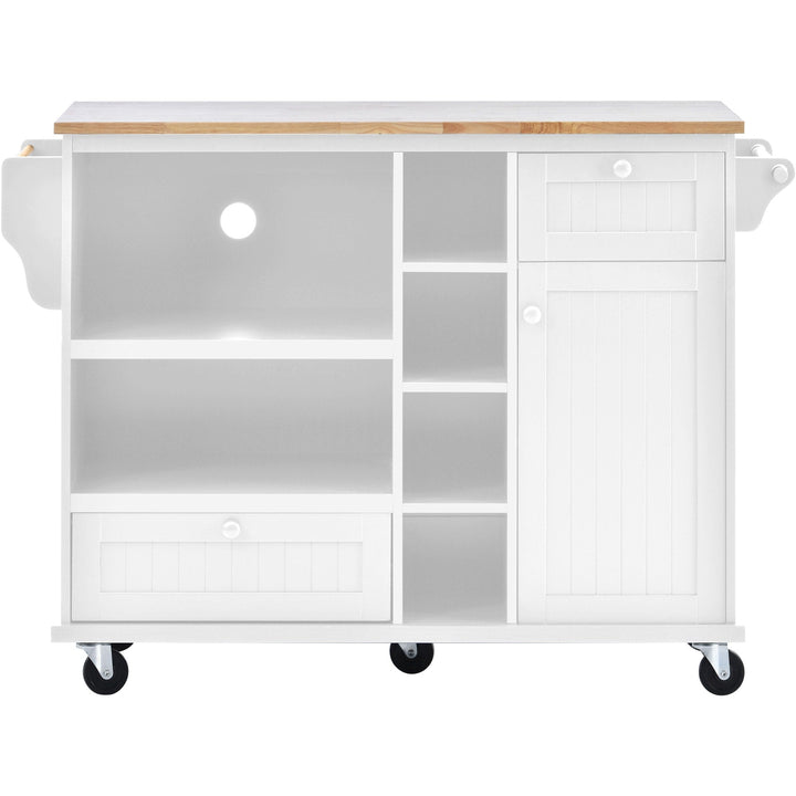 Miki Shinly White Mdf Base with Mdf Top Rolling Kitchen Island (18.1-in x 50.8-in x 36.2-in)