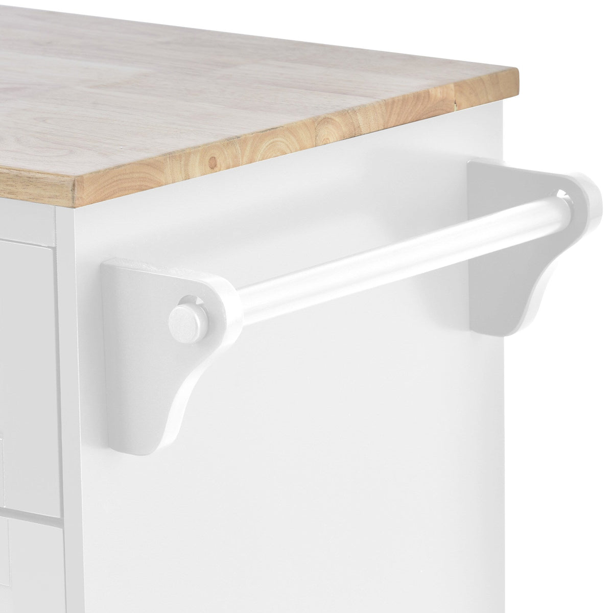 Miki Shinly White Mdf Base with Mdf Top Rolling Kitchen Island (18.1-in x 50.8-in x 36.2-in)