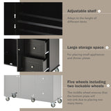 Miki Shinly Black Mdf Base with Mdf Top Rolling Kitchen Island (29.5-in x 52.76-in x 36.81-in)