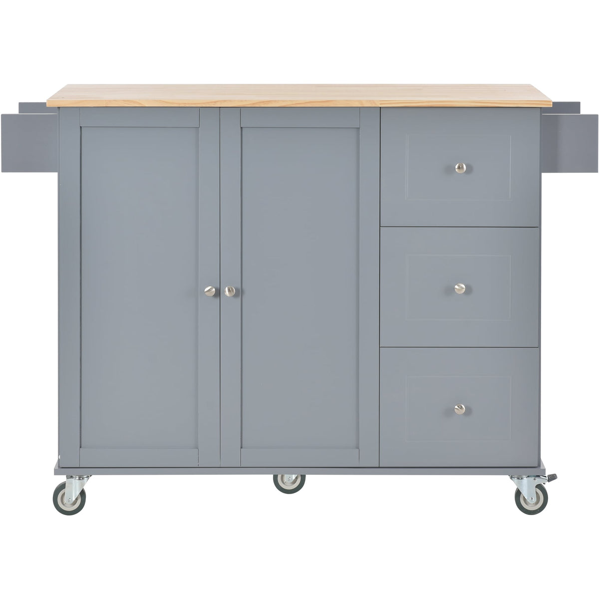 Miki Shinly Gray Mdf Base with Mdf Top Rolling Kitchen Island (29.5-in x 52.76-in x 36.81-in)