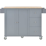 Miki Shinly Gray Mdf Base with Mdf Top Rolling Kitchen Island (29.5-in x 52.76-in x 36.81-in)