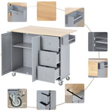Miki Shinly Gray Mdf Base with Mdf Top Rolling Kitchen Island (29.5-in x 52.76-in x 36.81-in)