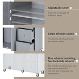 Miki Shinly Gray Mdf Base with Mdf Top Rolling Kitchen Island (29.5-in x 52.76-in x 36.81-in)
