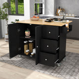 Miki Shinly Black Mdf Base with Mdf Top Rolling Kitchen Island (29.5-in x 52.76-in x 36.81-in)