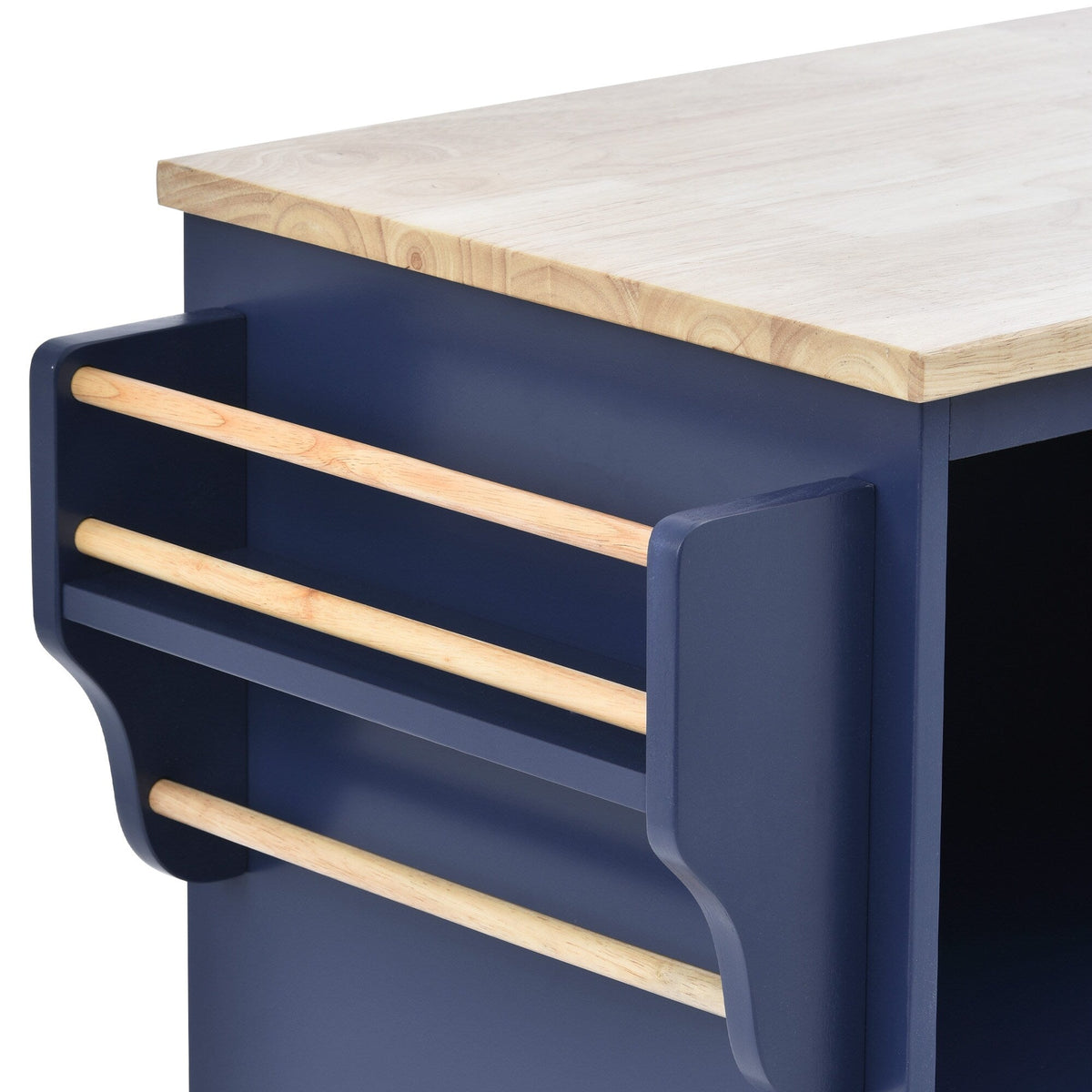 Miki Shinly Blue Mdf Base with Mdf Top Rolling Kitchen Island (29.5-in x 52.76-in x 36.81-in)