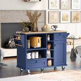 Miki Shinly Blue Mdf Base with Mdf Top Rolling Kitchen Island (29.5-in x 52.76-in x 36.81-in)