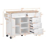 Miki Shinly White Mdf Base with Mdf Top Rolling Kitchen Island (29.5-in x 52.76-in x 36.81-in)