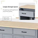 Miki Shinly Gray Mdf Base with Wood Top Rolling Kitchen Island (18.5-in x 54.33-in x 36.22-in)