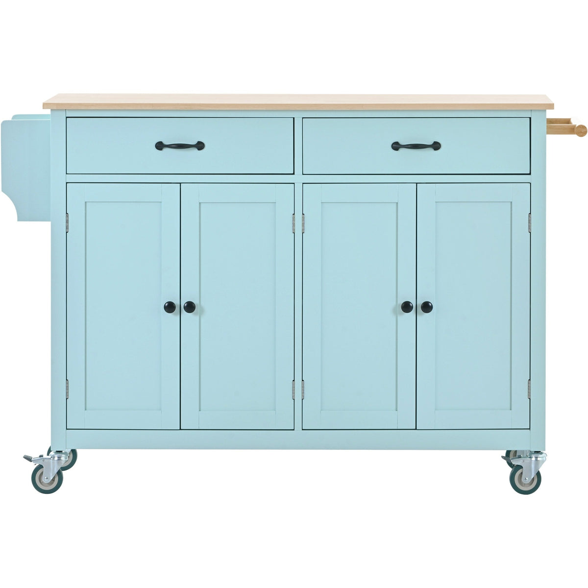 Miki Shinly Blue Mdf Base with Mdf Wood Top Rolling Kitchen Island (18.5-in x 54.33-in x 36.22-in)