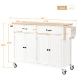 Miki Shinly White Mdf Base with Wood Top Rolling Kitchen Island (18.5-in x 54.33-in x 36.22-in)