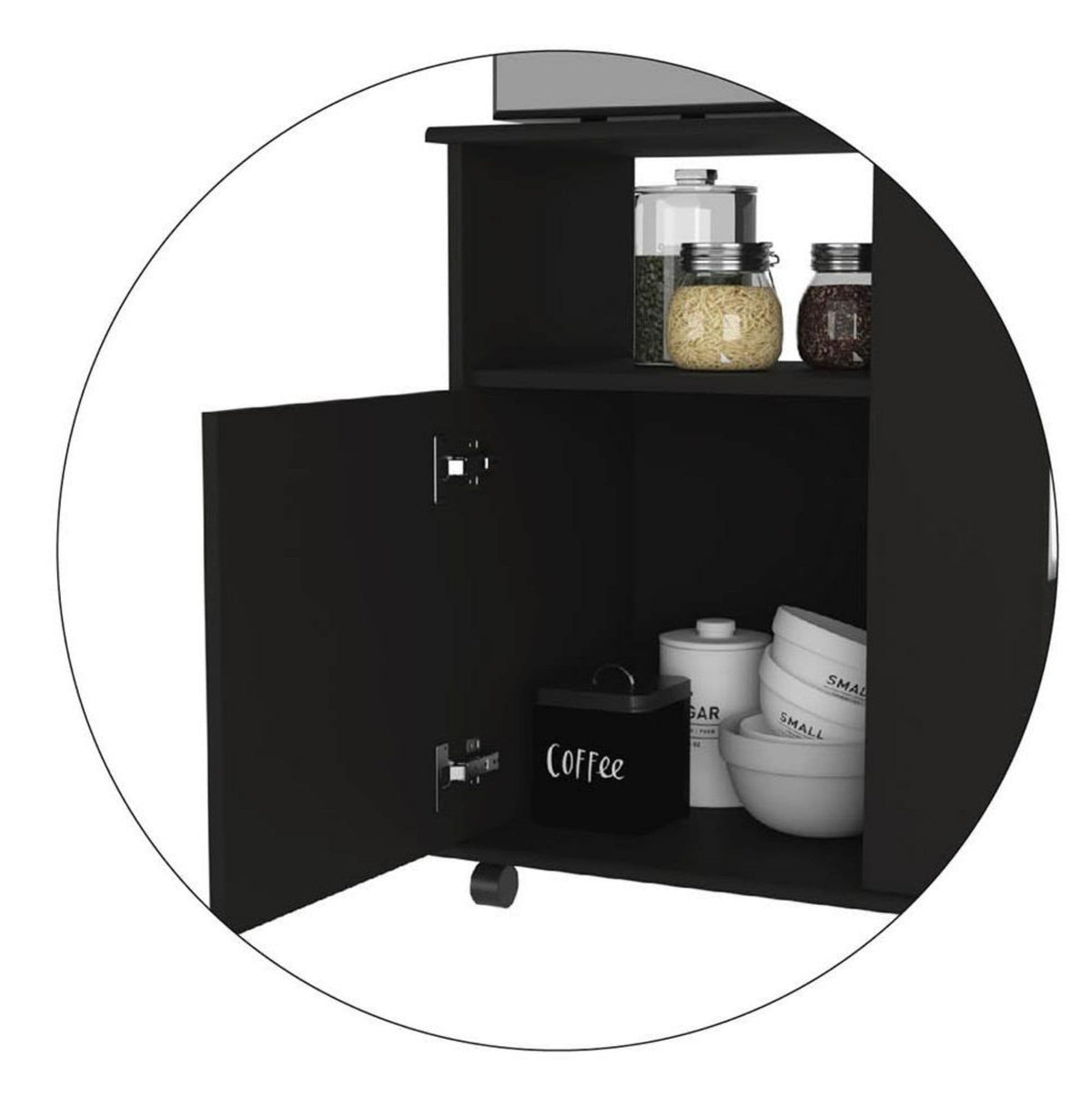 Miki Shinly Black Mdf Base with Mdf Top Rolling Kitchen Island (23.6-in x 15.7-in x 28.9-in)