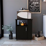 Miki Shinly Black Mdf Base with Mdf Top Rolling Kitchen Island (23.6-in x 15.7-in x 28.9-in)