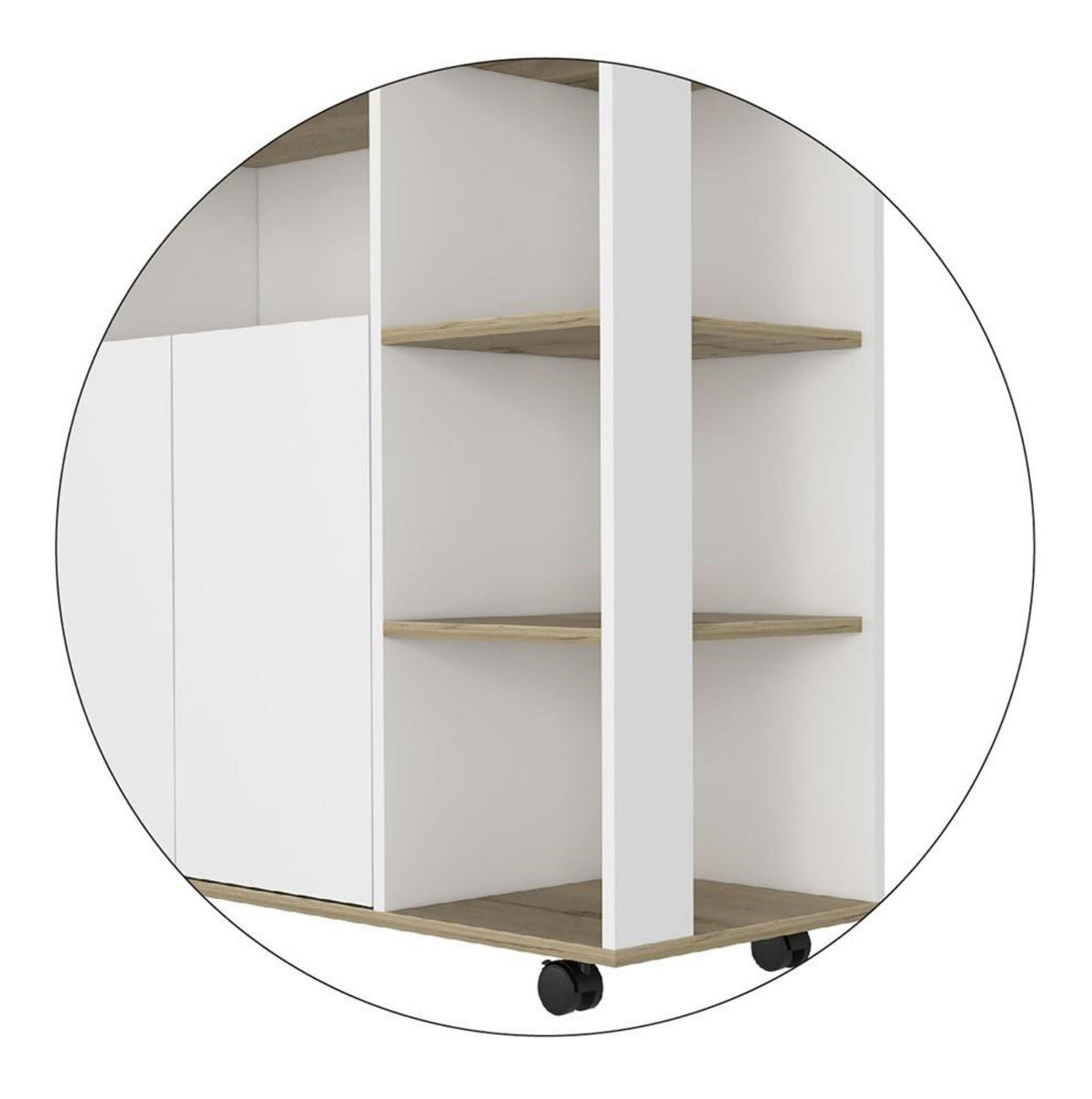 Miki Shinly White Mdf Base with Mdf Top Rolling Kitchen Cart (39.37-in x 15.75-in x 35.43-in)