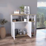 Miki Shinly White Mdf Base with Mdf Top Rolling Kitchen Cart (39.37-in x 15.75-in x 35.43-in)
