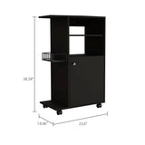 Miki Shinly Black Mdf Base with Mdf Wood Top Rolling Kitchen Cart (23.6-in x 14.96-in x 38.5-in)