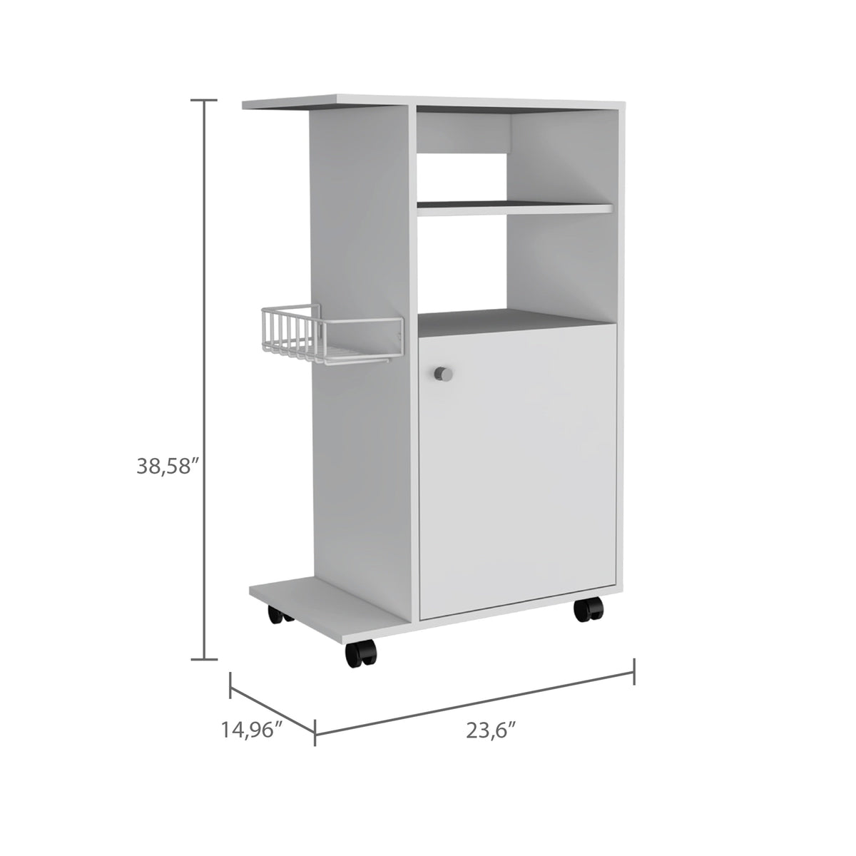 Miki Shinly White Mdf Base with Mdf Top Rolling Kitchen Cart (23.6-in x 14.96-in x 38.58-in)