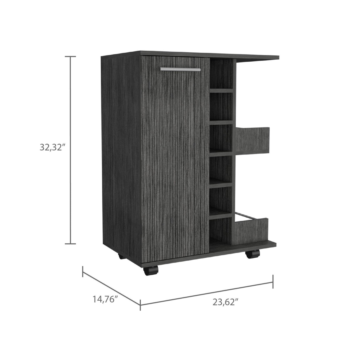 Miki Shinly Black Mdf Base with Mdf Black Granite Top Water Jug Cart (23.62-in x 14.76-in x 32.32-in)