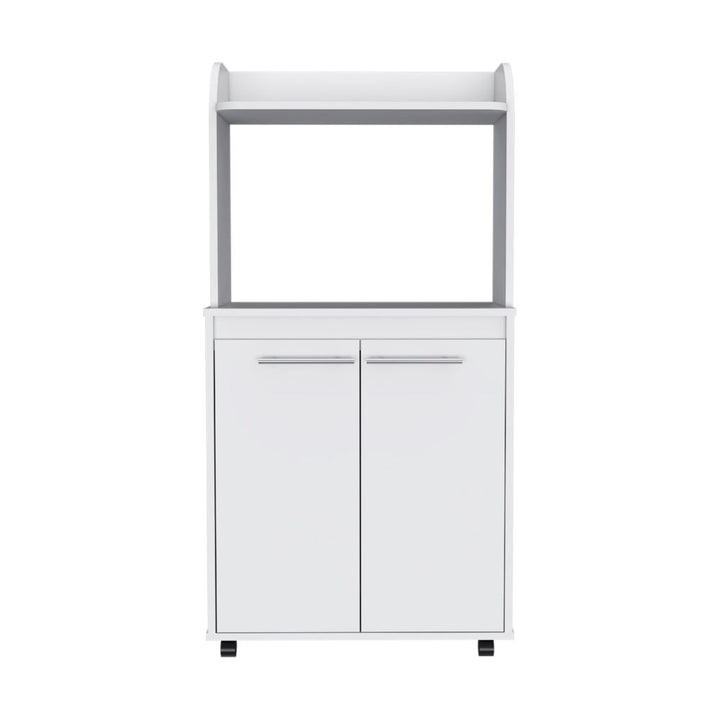 Miki Shinly White Mdf Base with Mdf Top Rolling Kitchen Island (24.89-in x 14.19-in x 49.23-in)