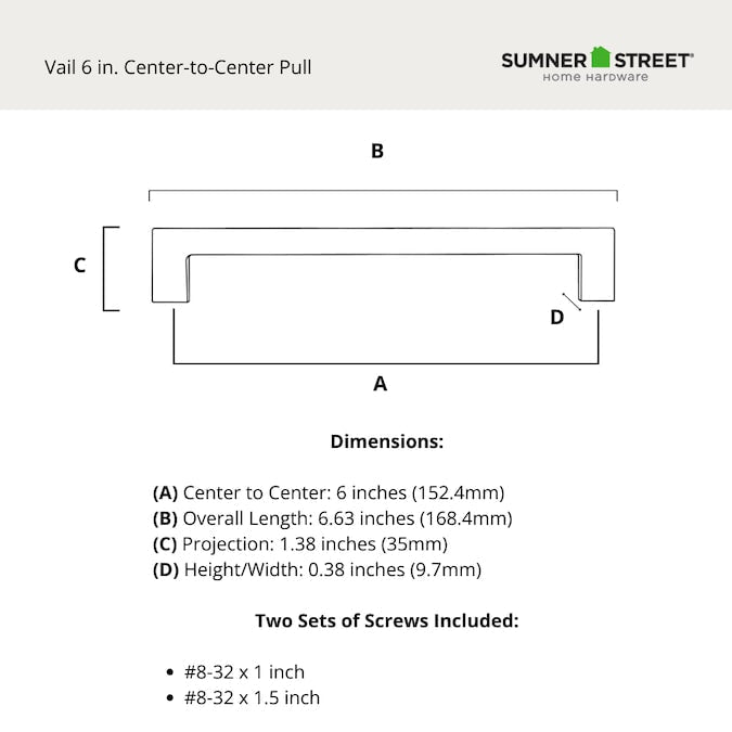 Sumner Street Home Hardware Vail (102mm) Center to Center Cylindrical Bar Drawer Pull