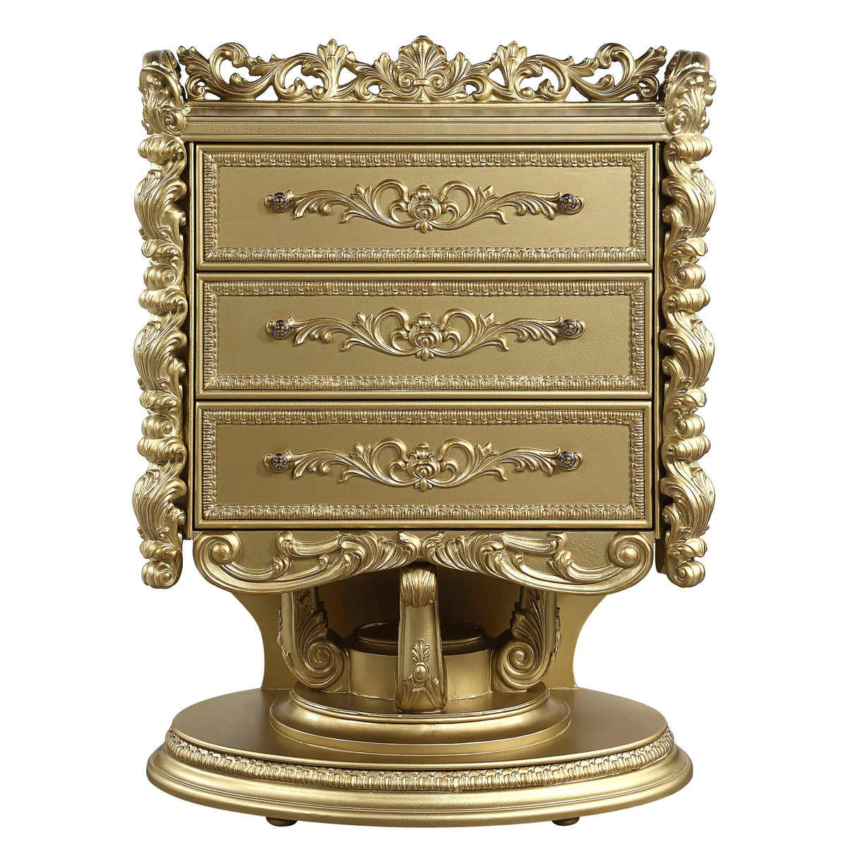 ACME FURNITURE Gold Finish 3-Drawer Accent Chest